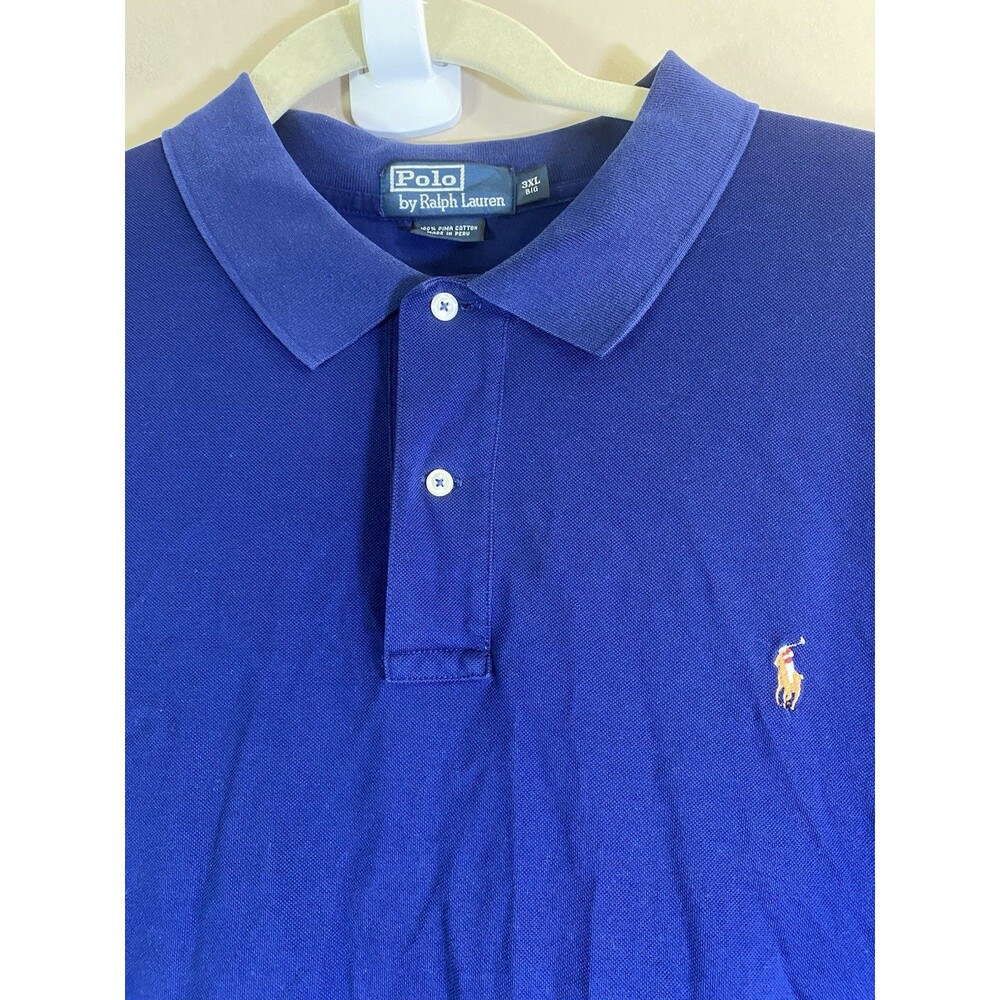 Polo Ralph Lauren Shirt  Men's 3XL Big  Blue Pima Cotton Pique Short Sleeve